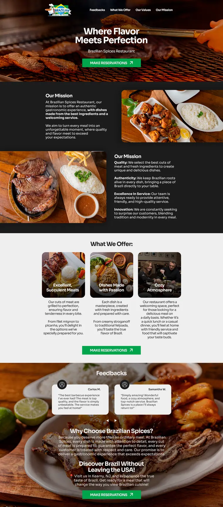 Brazilian Spices Restaurant · Landing page