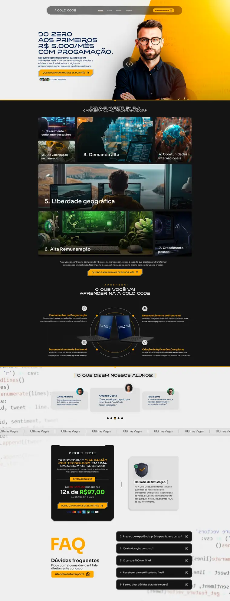 Cold Code · Página de vendas